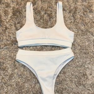Ribbed white SHEIN swimsuit